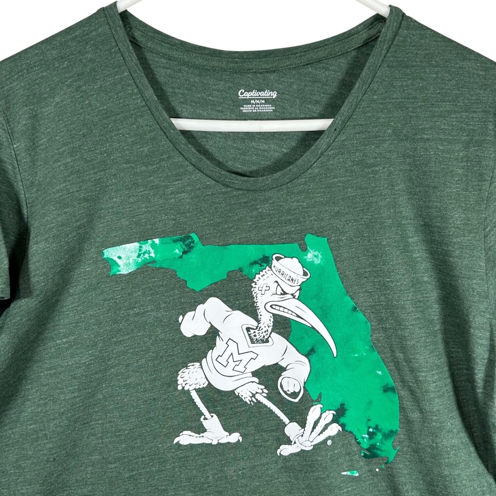 Captivating Miami Hurricanes Florida Mascot T-Shirt Women's Medium Green New